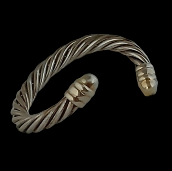 Sterling Silver Bypass Twisted Cable Cuff Bracelet Bangle - Picture 1 of 5